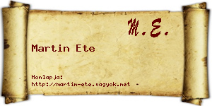 Martin Ete névjegykártya
